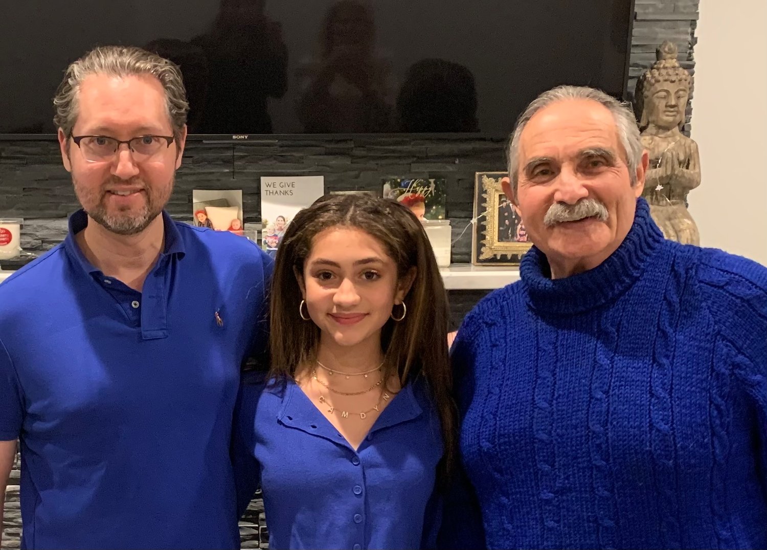Joel Meirowitz, above right, in 2020 with his son, Sam Meirowitz, and granddaughter, Camdyn.